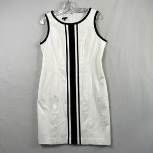 Talbots Tank Dress Womens Petite 12p Sheath White Preppy Sleeveless Classic